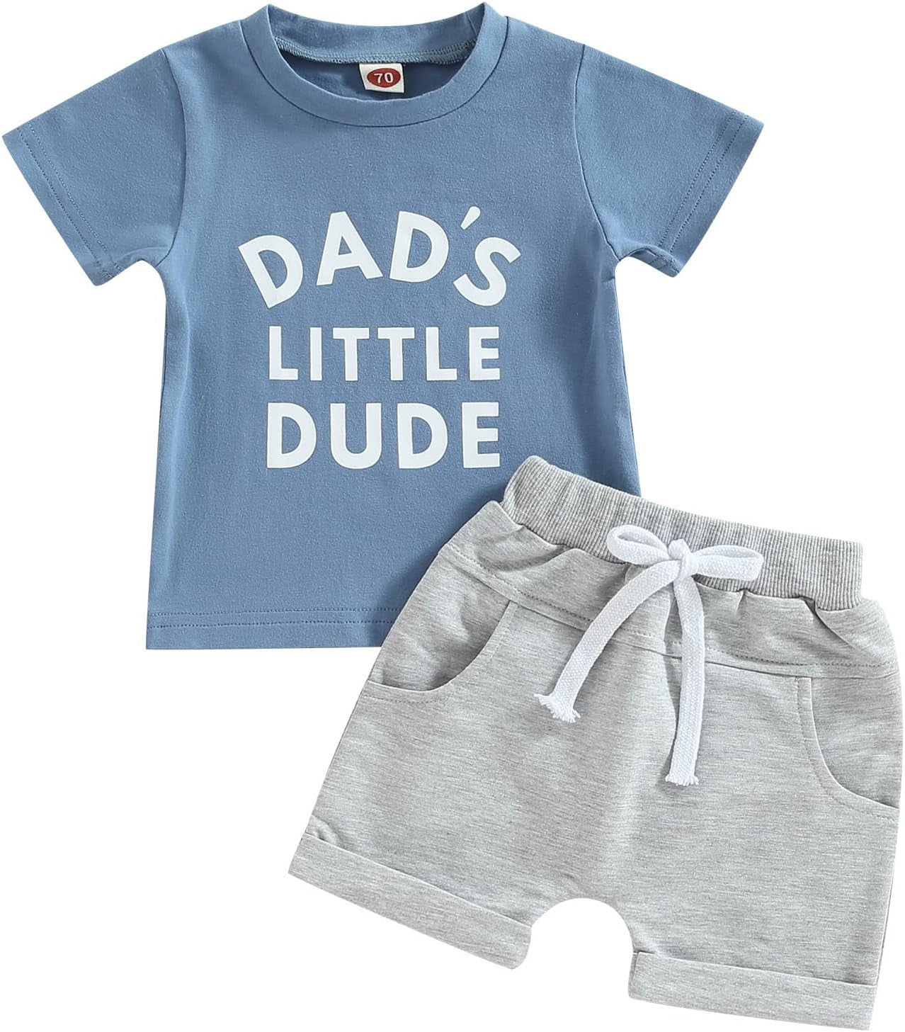 Toddler Baby Boy Summer Clothes Funny Letter T Shirt Elastic Waist Pockets Shorts Set 2 Piece Outfit