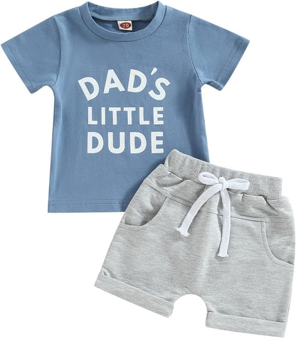 Toddler Baby Boy Summer Clothes Funny Letter T Shirt Elastic Waist Pockets Shorts Set 2 Piece Outfit