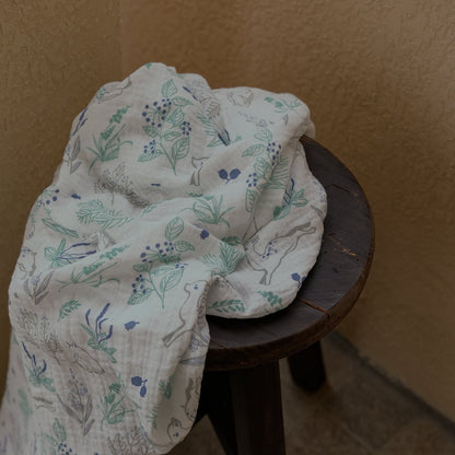 3-Pack Muslin Organic Cotton Swaddle Blankets for Newborn Infant Boys Girls 38"X40", Perky Fawn