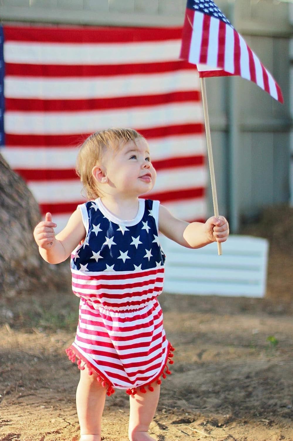 The Tiny Pals Independence Day Tassel Romper Set