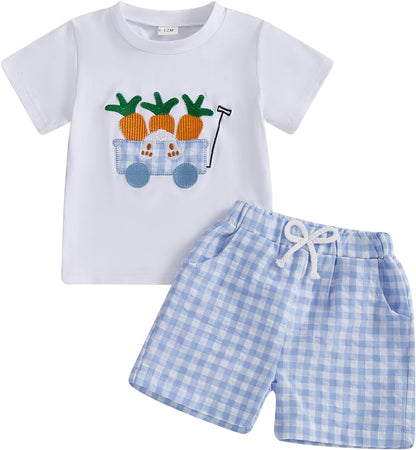 Toddler Baby Boy Summer Clothes Funny Letter T Shirt Elastic Waist Pockets Shorts Set 2 Piece Outfit