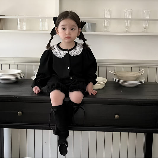 'LaceMuse' Scalloped Knit Cardigan & Short Set